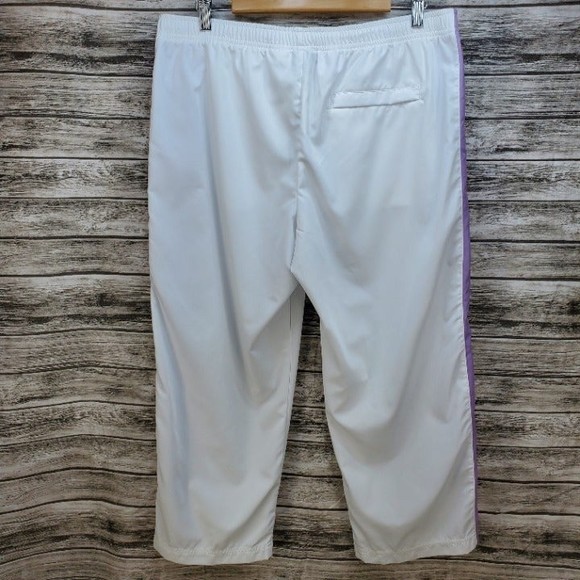 Nike Women's Joggers Cropped Athletic Running Pants White Lilac Stripe L - Picture 3 of 11